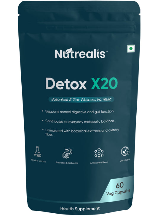Detox Supplement with Milk Thistle & Green Tea | Liver & Gut Health Support with Probiotics | Antioxidant Formula for Weight Management | 60 Veg Capsules