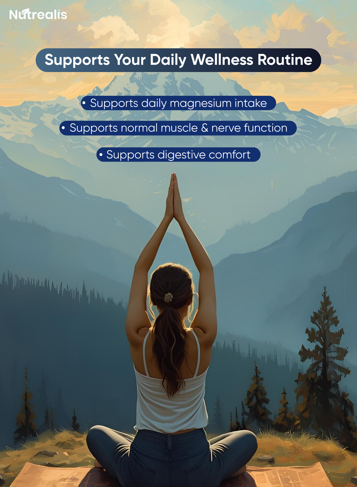 Nutrealis Magnesium Citrate Complex with Potassium & Ginger | For Muscle Relaxation & Digestion Support | 120 Veg Capsules