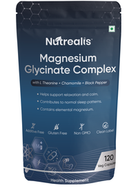 Nutrealis Magnesium Glycinate Complex | With L-Theanine, Chamomile & Black Pepper | Daily Magnesium Support | 120 Veg Capsules