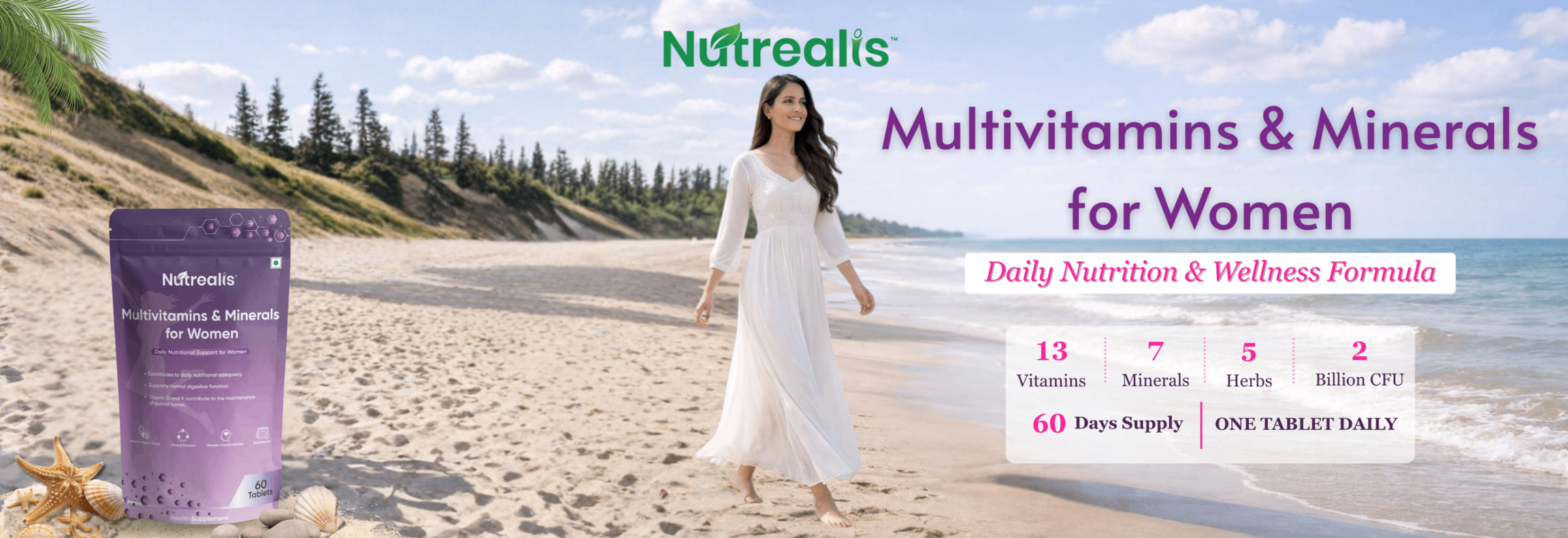 Nutrealis Women’s Multivitamins & Minerals | With Cranberry, Shatavari & Biotin | Daily Nutritional Support | 60 Tablets