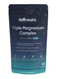 Nutrealis Triple Magnesium Complex with Zinc | For Active Muscle Recovery & Bone Health | 120 Veg Capsules
