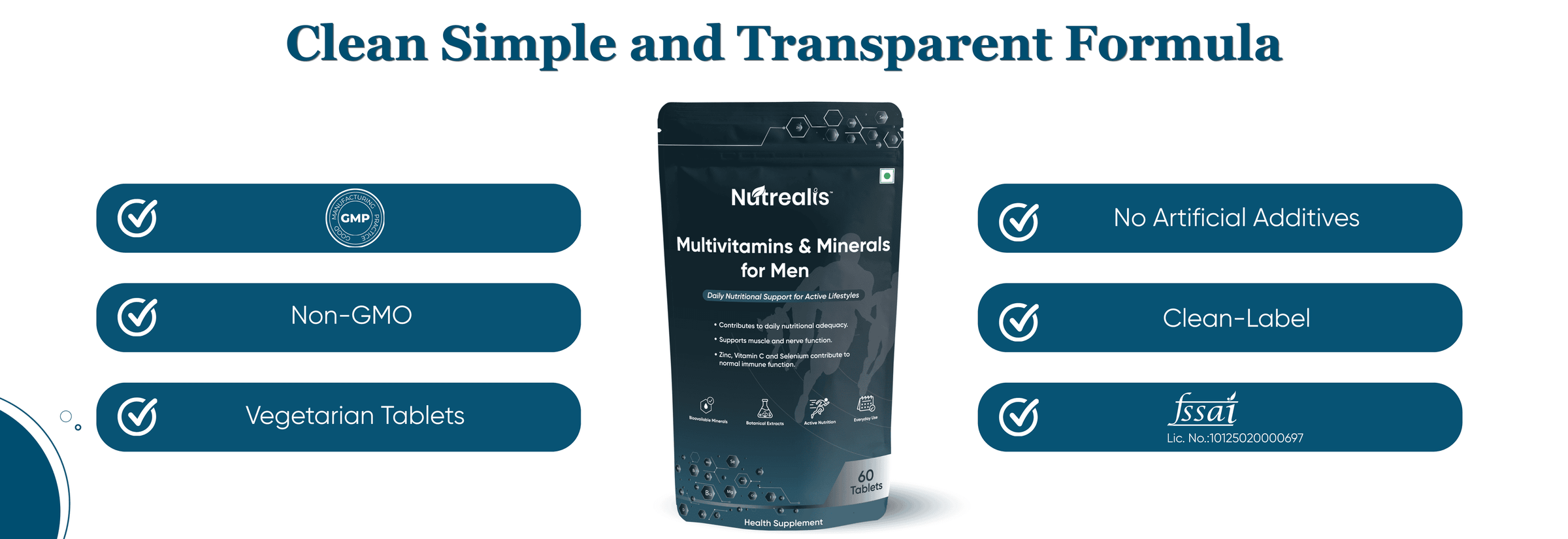 Nutrealis Men’s Multivitamins & Minerals | With Ashwagandha, Ginseng & Zinc | Daily Nutritional Support | 60 Tablets