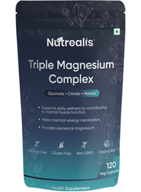 Nutrealis Triple Magnesium Complex | Glycinate, Citrate & Malate With Zinc | Three-Form Magnesium Supplement | 120 Veg Capsules